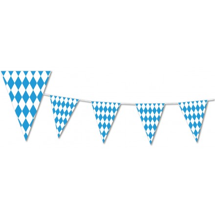 Oktoberfest Bavarian Checkered blue and white pennant bunting triangular flags 4.50m