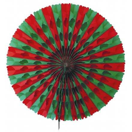 Green and Red honeycomb fan 50cm Flame retardant paper for Christmas