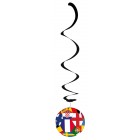 Multinations football hanging swirl decoration ( Pack of 6 )